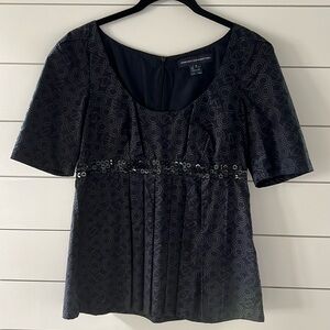 Black print FRENCH CONNECTION top. Size 8